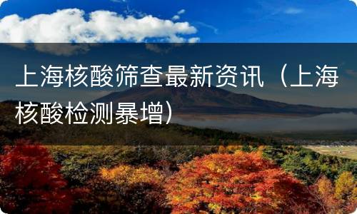 上海核酸筛查最新资讯（上海核酸检测暴增）