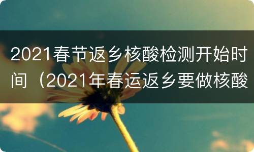2021春节返乡核酸检测开始时间（2021年春运返乡要做核酸检测吗）