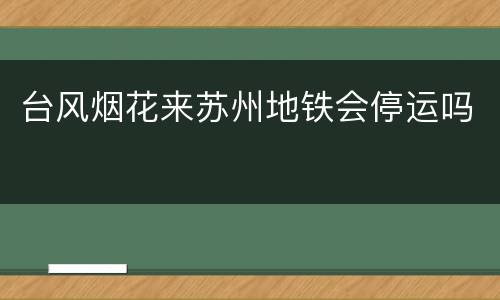 台风烟花来苏州地铁会停运吗