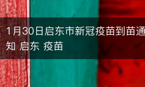 1月30日启东市新冠疫苗到苗通知 启东 疫苗