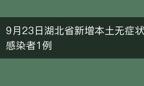 9月23日湖北省新增本土无症状感染者1例