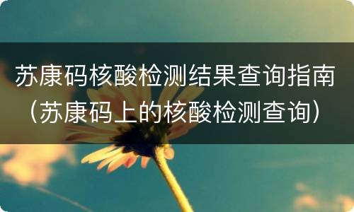 苏康码核酸检测结果查询指南（苏康码上的核酸检测查询）