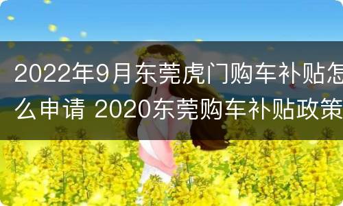 2022年9月东莞虎门购车补贴怎么申请 2020东莞购车补贴政策