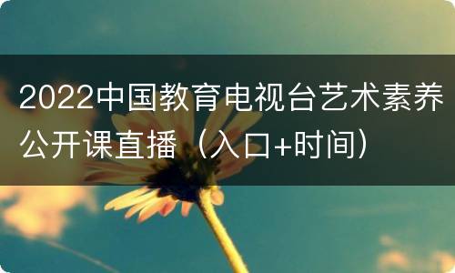 2022中国教育电视台艺术素养公开课直播（入口+时间）