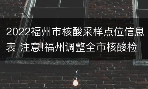 2022福州市核酸采样点位信息表 注意!福州调整全市核酸检测采样点!