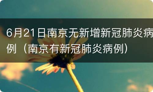 6月21日南京无新增新冠肺炎病例（南京有新冠肺炎病例）