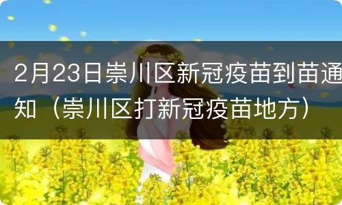 2月23日崇川区新冠疫苗到苗通知（崇川区打新冠疫苗地方）