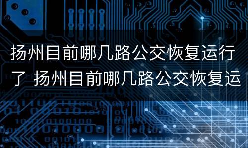 扬州目前哪几路公交恢复运行了 扬州目前哪几路公交恢复运行了呢