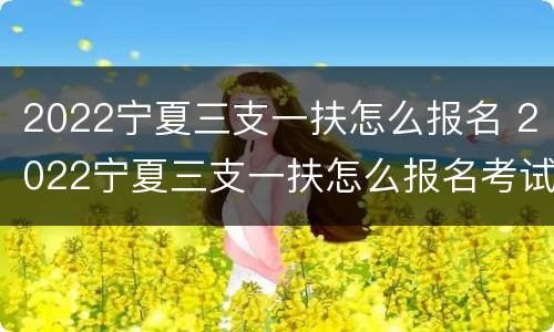 2022宁夏三支一扶怎么报名 2022宁夏三支一扶怎么报名考试