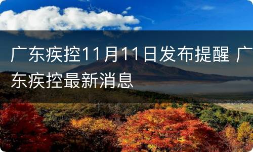 广东疾控11月11日发布提醒 广东疾控最新消息