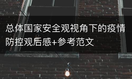总体国家安全观视角下的疫情防控观后感+参考范文