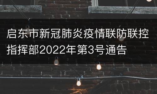 启东市新冠肺炎疫情联防联控指挥部2022年第3号通告
