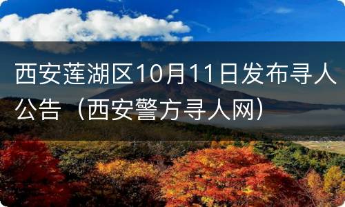西安莲湖区10月11日发布寻人公告（西安警方寻人网）