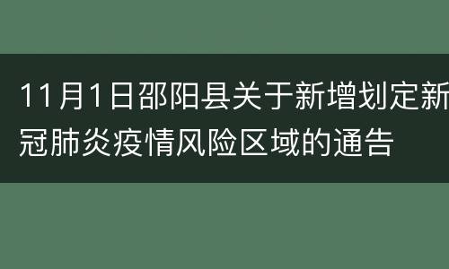 11月1日邵阳县关于新增划定新冠肺炎疫情风险区域的通告