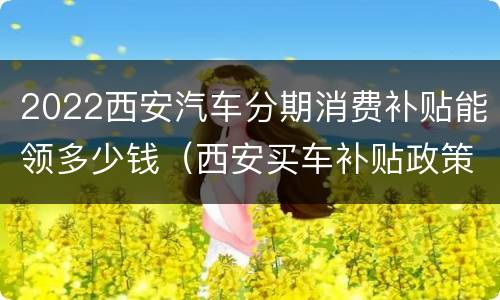 2022西安汽车分期消费补贴能领多少钱（西安买车补贴政策2020）