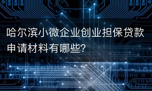 哈尔滨小微企业创业担保贷款申请材料有哪些？