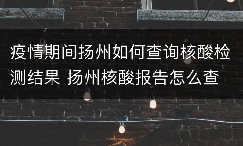 疫情期间扬州如何查询核酸检测结果 扬州核酸报告怎么查