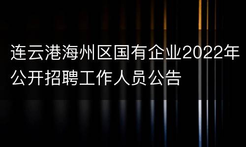 连云港海州区国有企业2022年公开招聘工作人员公告