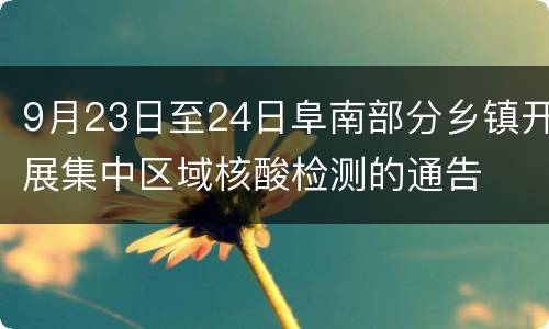 9月23日至24日阜南部分乡镇开展集中区域核酸检测的通告