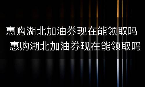惠购湖北加油券现在能领取吗 惠购湖北加油券现在能领取吗