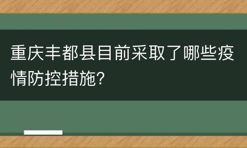 重庆丰都县目前采取了哪些疫情防控措施？