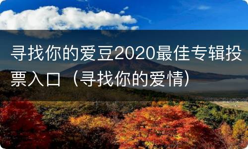 寻找你的爱豆2020最佳专辑投票入口（寻找你的爱情）