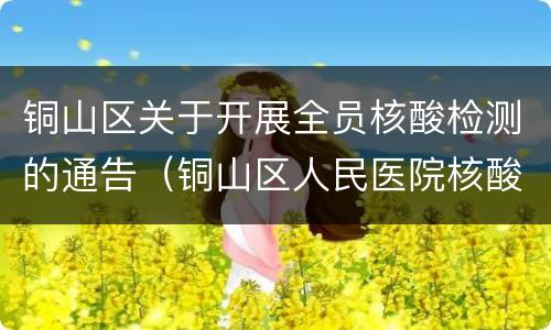 铜山区关于开展全员核酸检测的通告（铜山区人民医院核酸检测）
