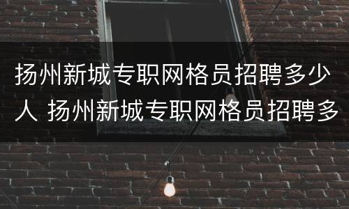 扬州新城专职网格员招聘多少人 扬州新城专职网格员招聘多少人啊