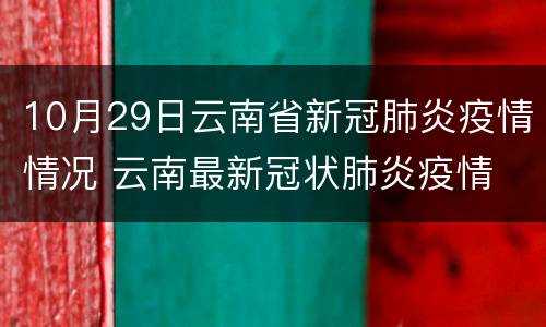 10月29日云南省新冠肺炎疫情情况 云南最新冠状肺炎疫情