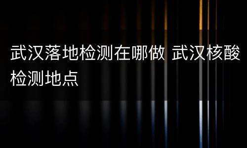武汉落地检测在哪做 武汉核酸检测地点