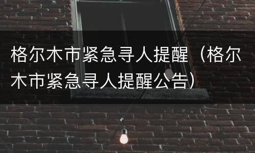 格尔木市紧急寻人提醒（格尔木市紧急寻人提醒公告）
