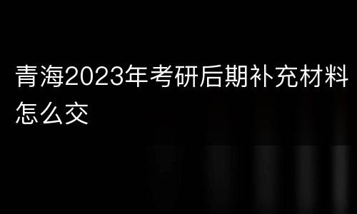 青海2023年考研后期补充材料怎么交