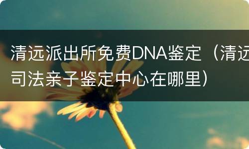 清远派出所免费DNA鉴定（清远司法亲子鉴定中心在哪里）