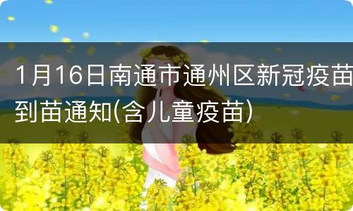1月16日南通市通州区新冠疫苗到苗通知(含儿童疫苗)