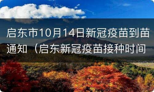 启东市10月14日新冠疫苗到苗通知（启东新冠疫苗接种时间）