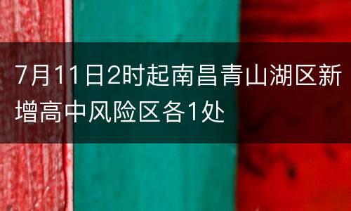 7月11日2时起南昌青山湖区新增高中风险区各1处