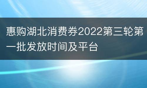 惠购湖北消费券2022第三轮第一批发放时间及平台