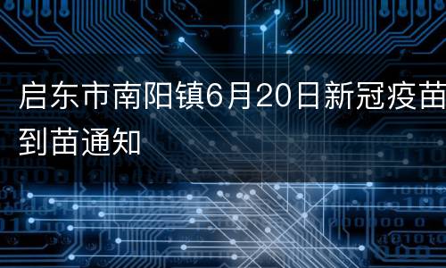 启东市南阳镇6月20日新冠疫苗到苗通知