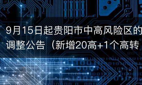 9月15日起贵阳市中高风险区的调整公告（新增20高+1个高转中）