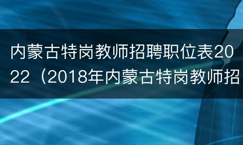 内蒙古特岗教师招聘职位表2022（2018年内蒙古特岗教师招聘公告）