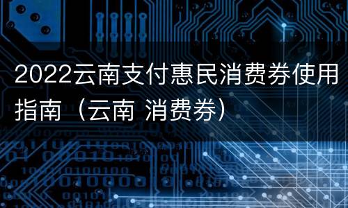 2022云南支付惠民消费券使用指南（云南 消费券）