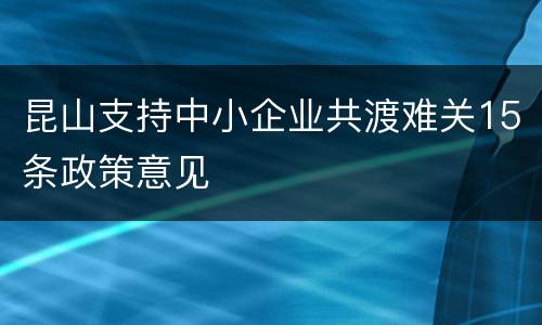 昆山支持中小企业共渡难关15条政策意见