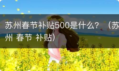 苏州春节补贴500是什么？（苏州 春节 补贴）