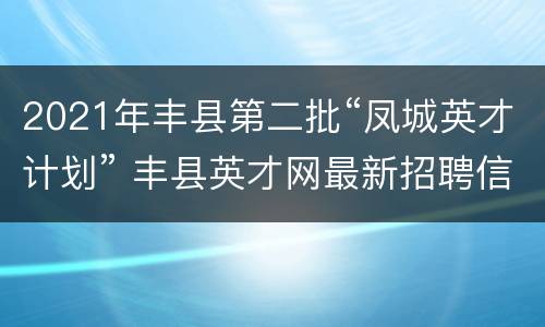 2021年丰县第二批“凤城英才计划” 丰县英才网最新招聘信息官网
