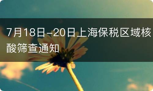 7月18日-20日上海保税区域核酸筛查通知