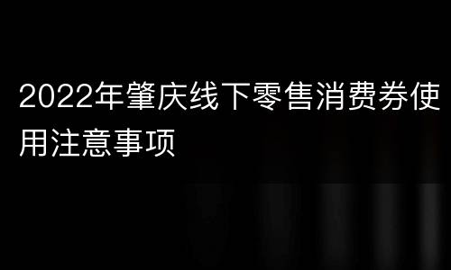 2022年肇庆线下零售消费券使用注意事项