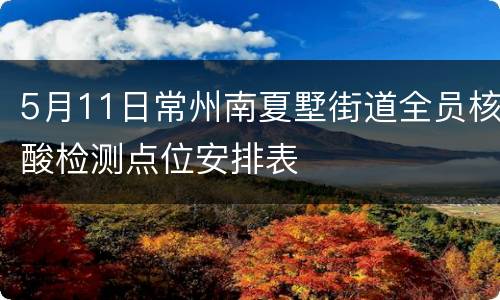 5月11日常州南夏墅街道全员核酸检测点位安排表