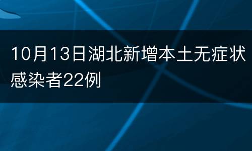 10月13日湖北新增本土无症状感染者22例