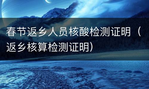 春节返乡人员核酸检测证明（返乡核算检测证明）