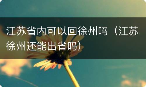 江苏省内可以回徐州吗（江苏徐州还能出省吗）